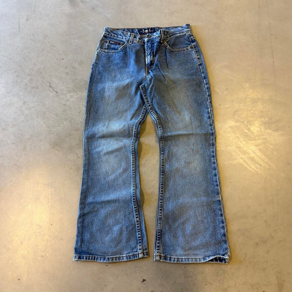 Vintage Y2K l.e.i women's low rise dark Wash flared jeans